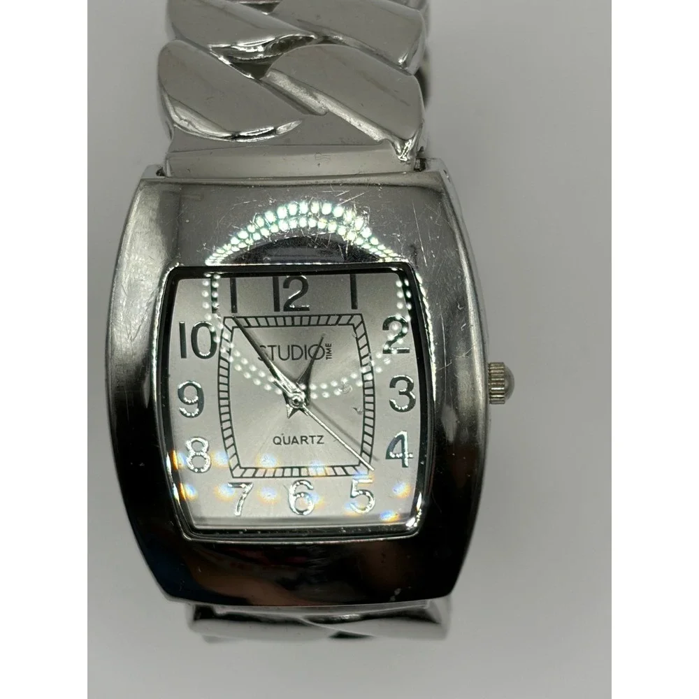 Studio Time Silver‎ Tone Rectangular Face Quartz Women's Watch